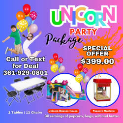 Unicorn Party Package (2 tables/12chairs -Popcorn)